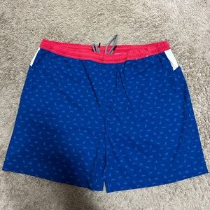 Vibrant Blue and Red Board Shorts for Swim